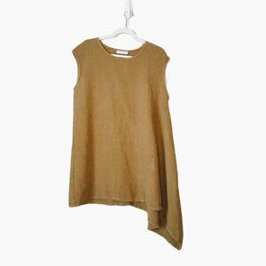 Bryn Walker Linen Tunic Top Sleeveless Asymmetrical Large Lagenlook Artsy Scandi